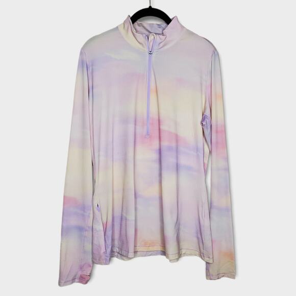 CALIA Womens 1/4 Zip Golf Pullover Top Pastel Cloud Swirl Pink Purple L Sporty - Picture 2 of 9